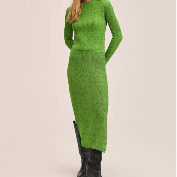 NWOT MANGO Women's Slit Knitted Skirt in Green in Size S - Picture 15 of 16